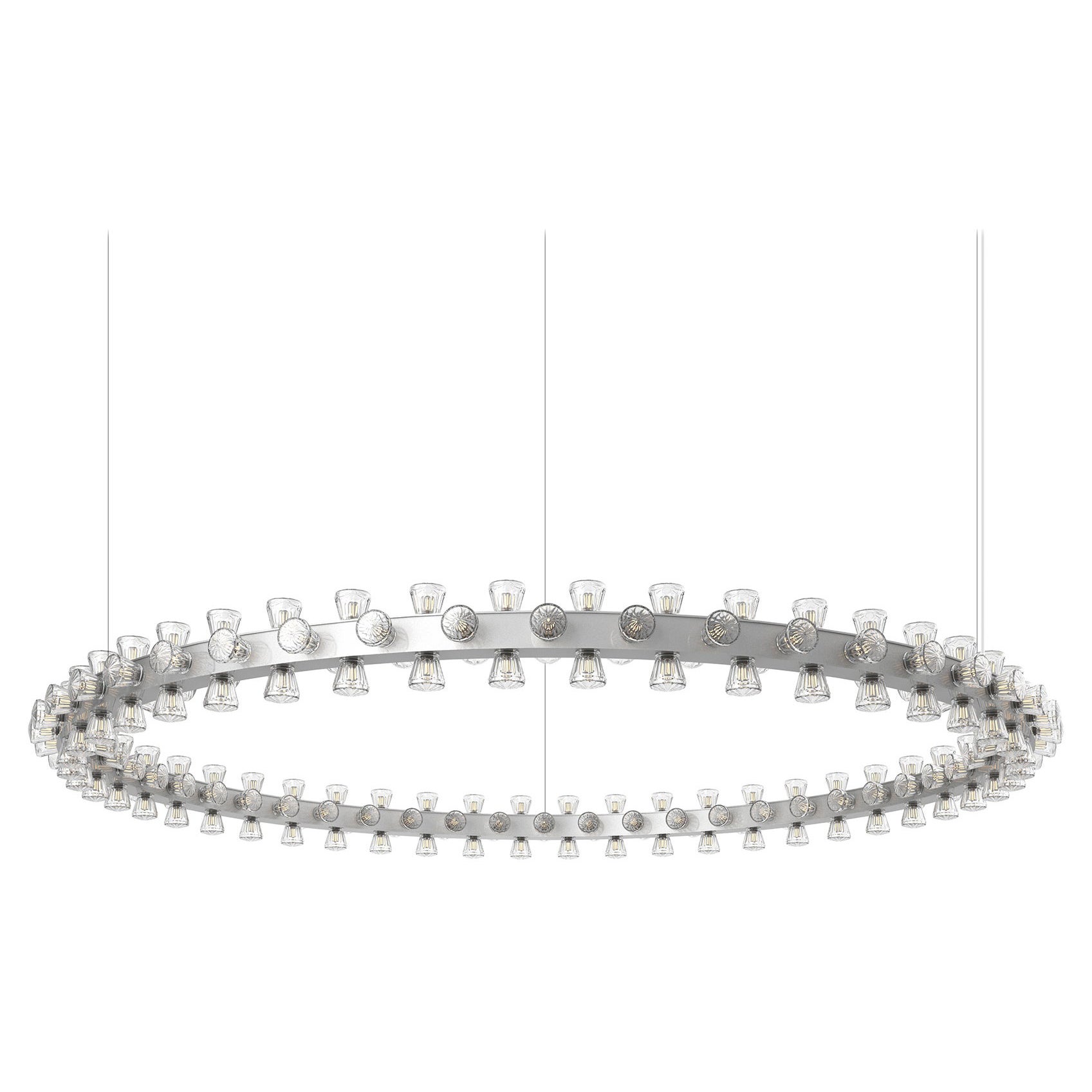 Lampada a sospensione contemporanea Lunar Large Round Silver Aluminum di JSPR