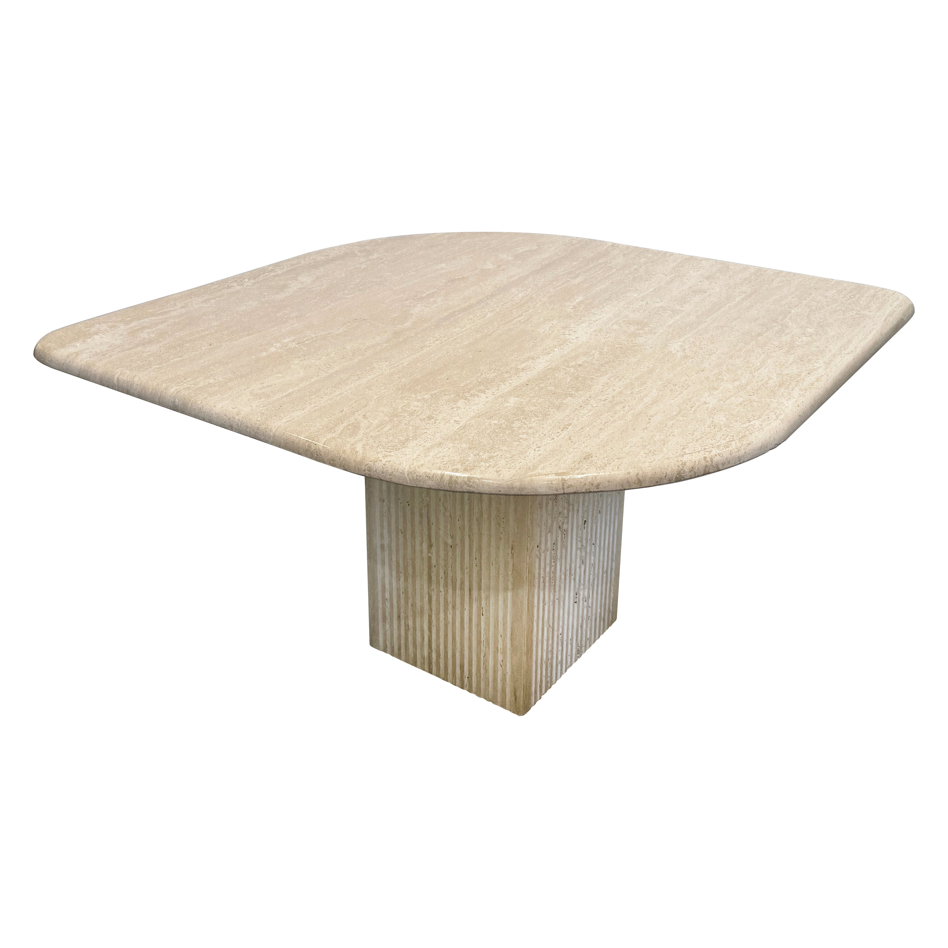 Tavolo in travertino italiano a forma di occhio Stone International vintage, anni '80