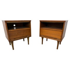 Mid-Century Modern Walnut Nightstands - Set of 2