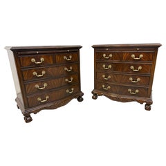 Vintage Heritage Mahogany Clawfoot Bachelor Chest Nightstands - Set of 2