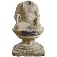 Rare Tang Period Carved Marble Seated Buddha