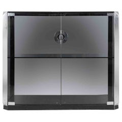 Vintage Glass and Chromed Metal Cabinet "Alpha" by Willy Rizzo for Mario Sabot