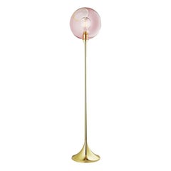 Lampadaire Ballroom, rose avec ampoule Globe LED Ø5