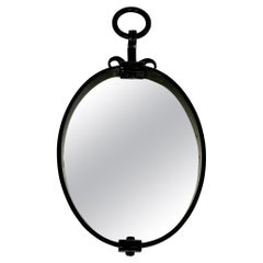 Brutalist mid-century oval wall mirror, France c.1950s