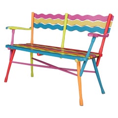 Banc en hêtre peint du milieu du siècle, 1960