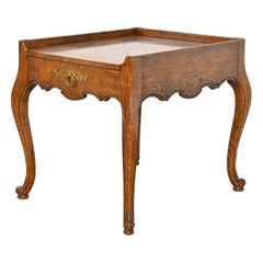 Used Baker Furniture French Provincial Louis XV Carved Oak and Burl Wood Tea Table