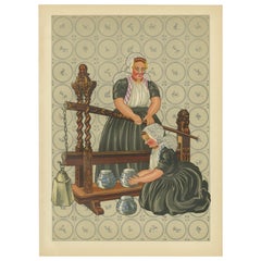 Walcheren Townes: Donne di Middelburg-Ambacht in una pressa per il formaggio, 1932