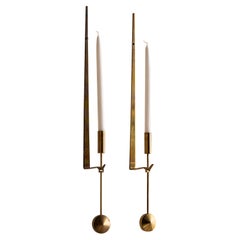 Midcentury pair of candles sconces by Pierre Forsell for Skultuna, Sweden 1950s
