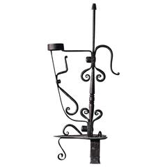 Remarkable 19th Century Swedish Wrought Iron Rush Candle Holder 6