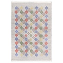 Doris Leslie Blau Alfombra Vintage Sueca Alta y Baja by Sodra Kalmar Lans Hemslojd