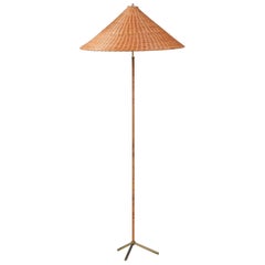 Scandinavian Modern Rattan Floor Lamp, Finland, 1950s