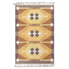 Doris Leslie Blau Alfombra sueca vintage de tejido plano de Ingegerd Silow