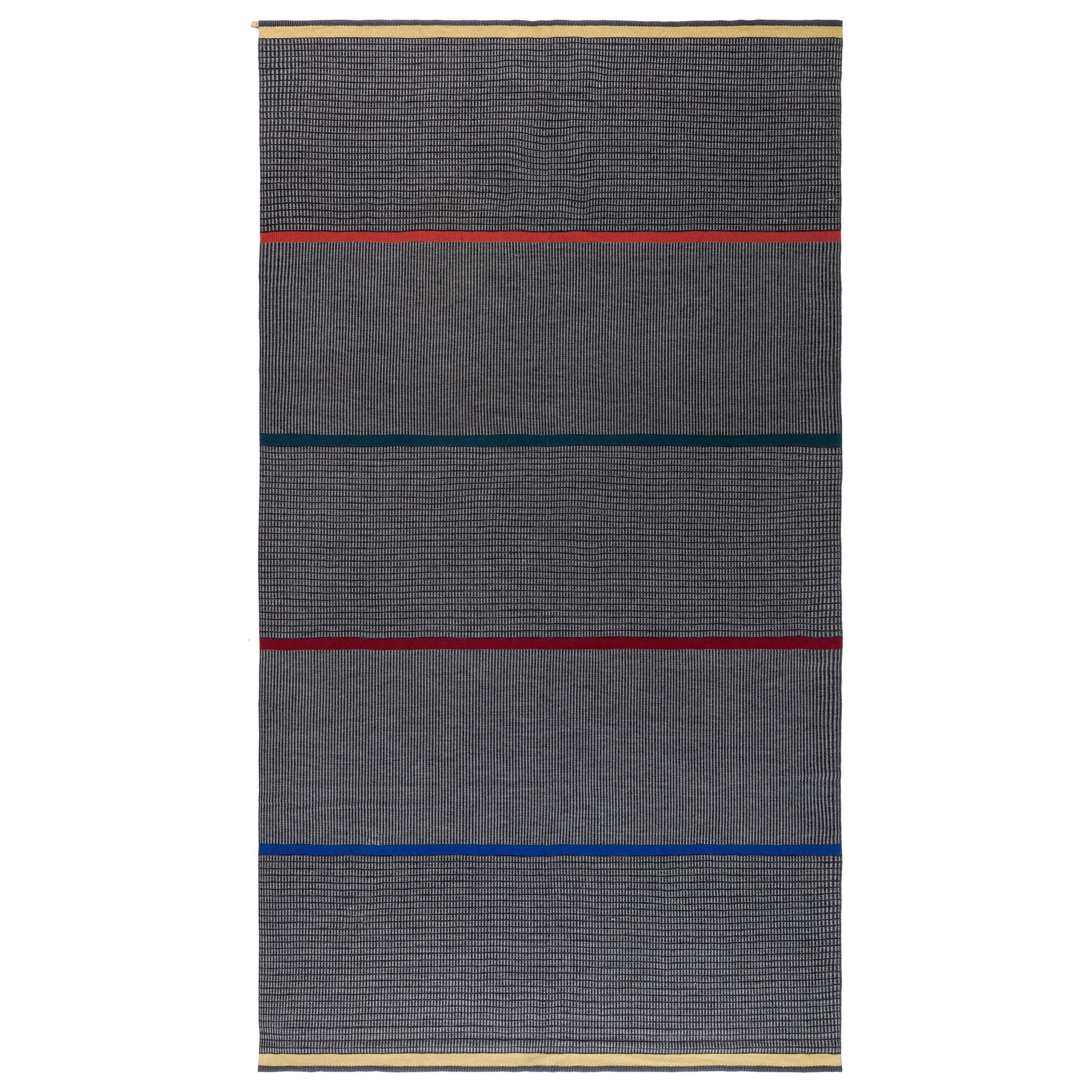 Doris Leslie Blau Vintage Swedish Striped Gray Rug by Lagerhem Ullberg