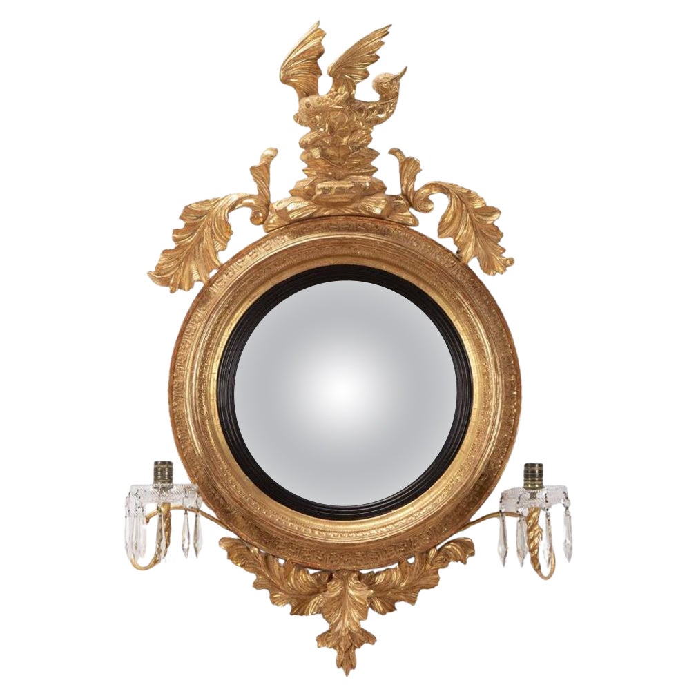 Small English Regency Convex Mirror