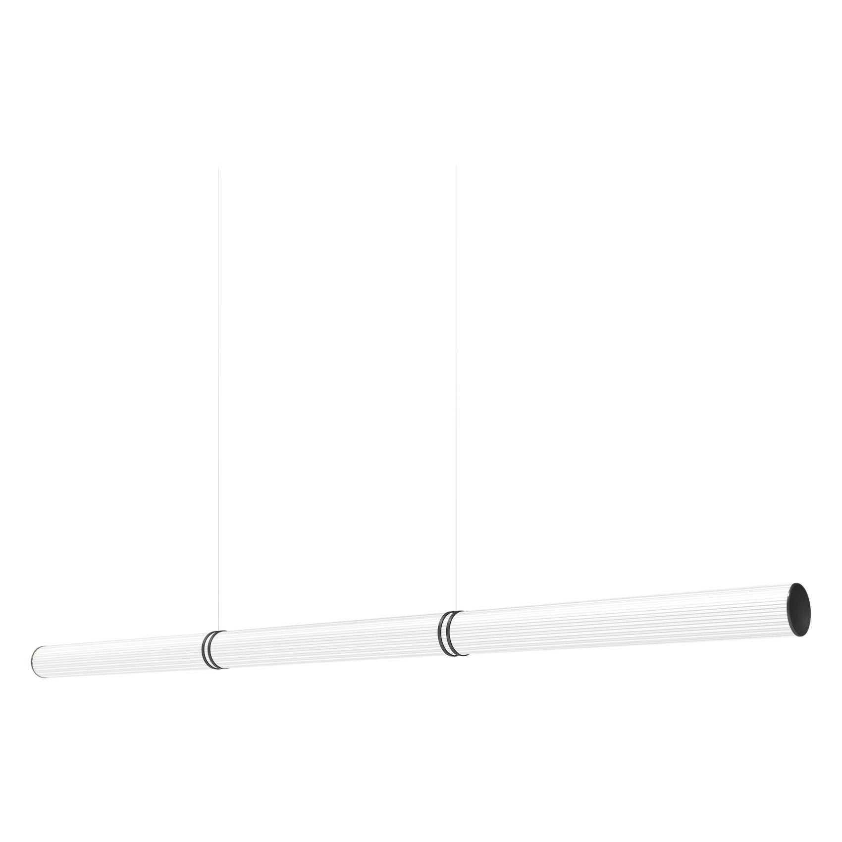 Lampada a sospensione contemporanea Pillar 150 Linear in alluminio anodizzato nero di JSPR