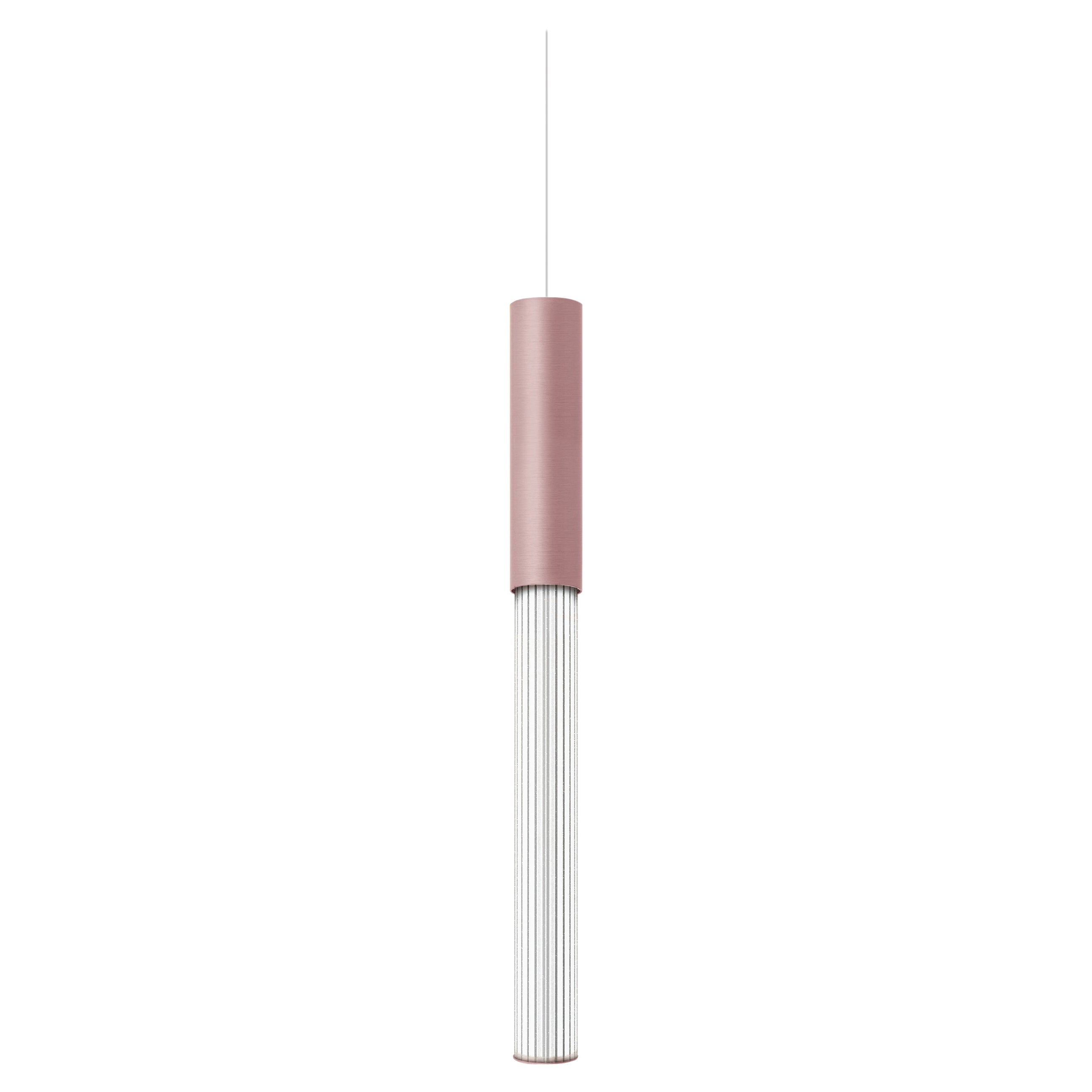 Lampada a sospensione contemporanea Pillar 75 Vertical Pink Aluminum di JSPR
