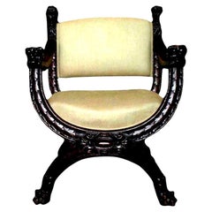 Antique Italian Carved Walnut Renaissance Style Chair