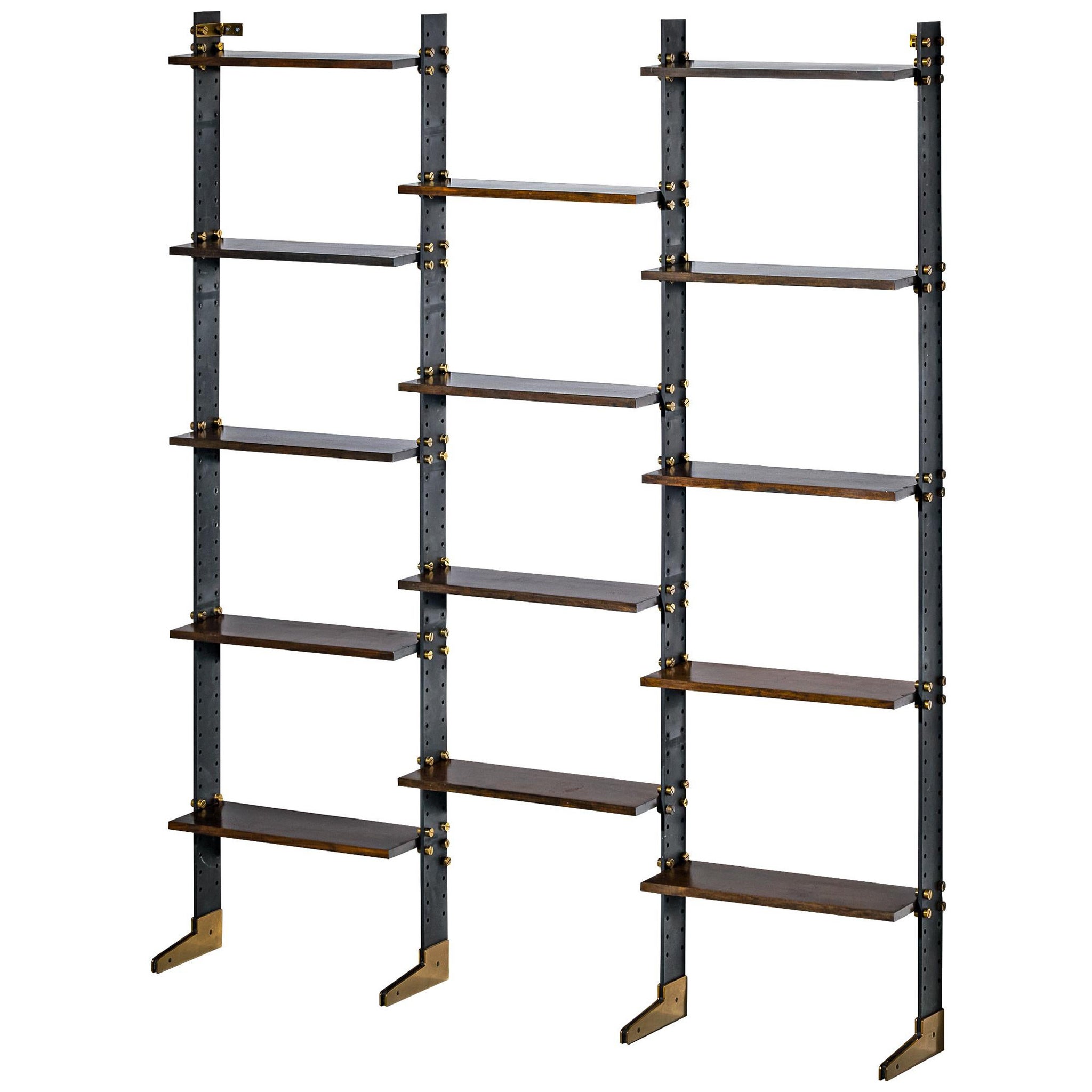 Ignazio Gardella for Azucena 'Lib 2' Bookcase in Iron, Brass and Wood