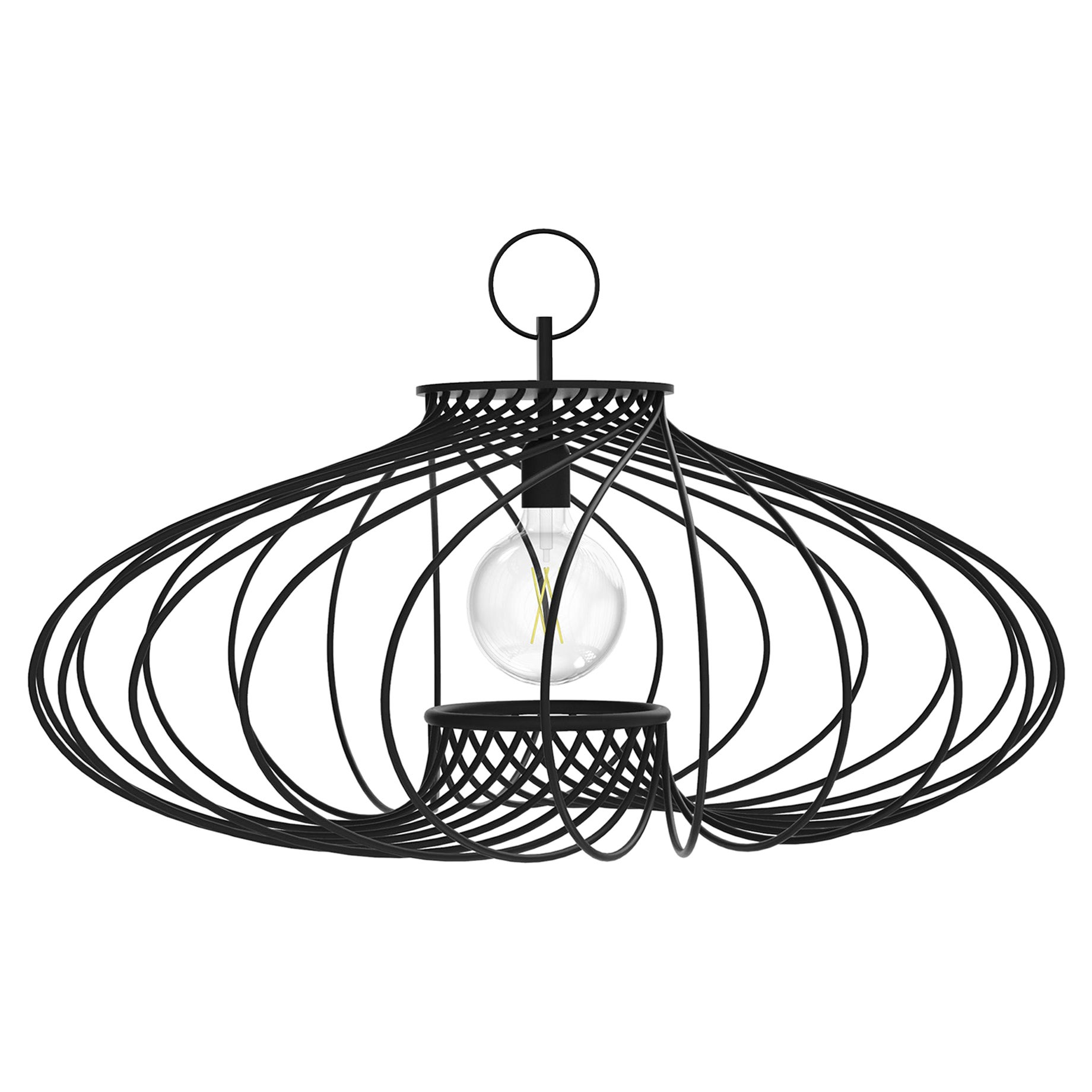 Lampada a sospensione contemporanea Pirouette I Round Matt Black Steel di JSPR