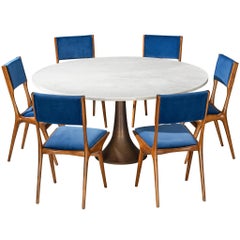 Angelo Mangiarotti Sculptural Dining Table with Carlo De Carli Dining Chairs