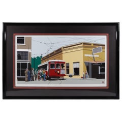 1970’s Limited Edition Serigraph “Fieldsville Trolley” by Armond Fields