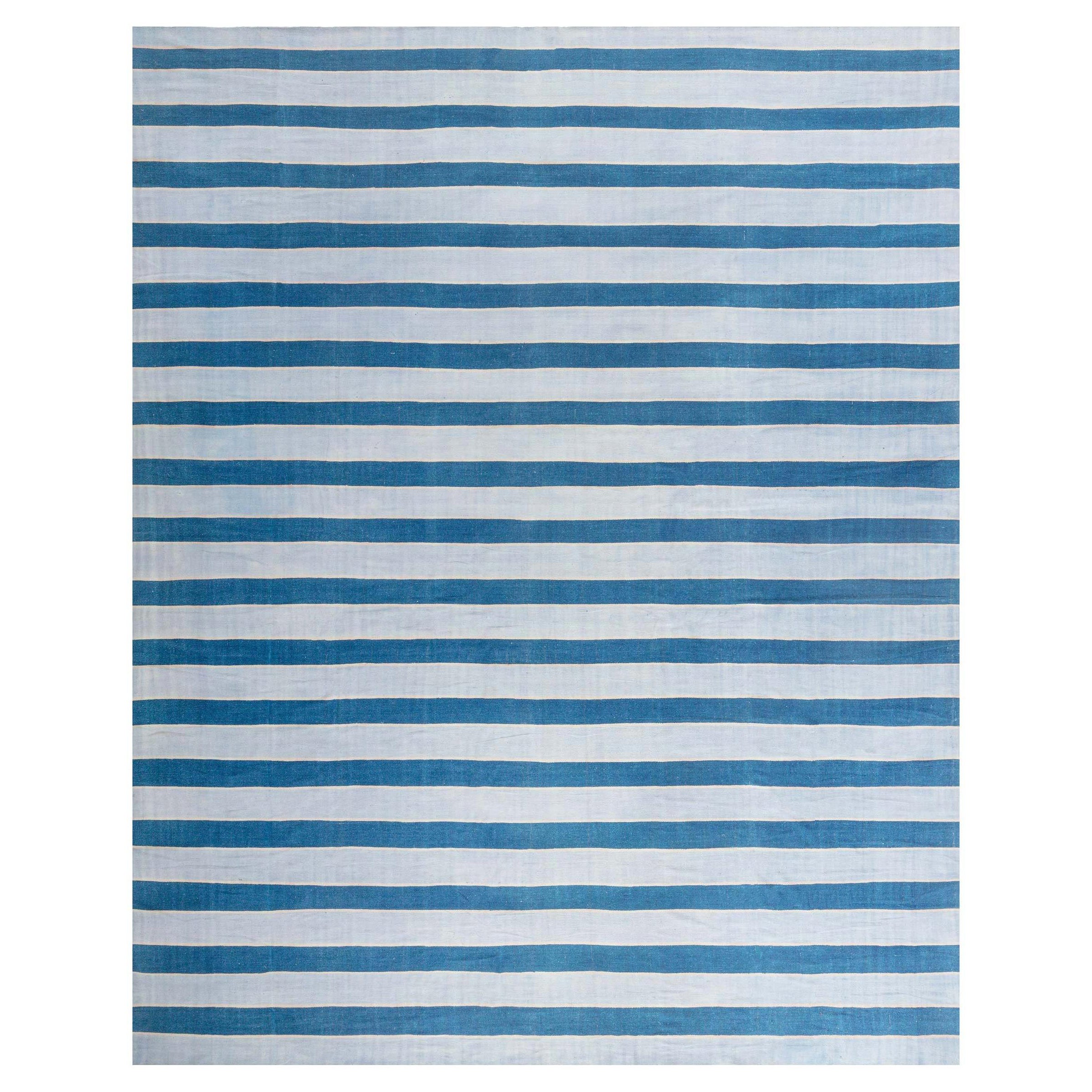 Doris Leslie Blau Alfombra india vintage a rayas Dhurrie