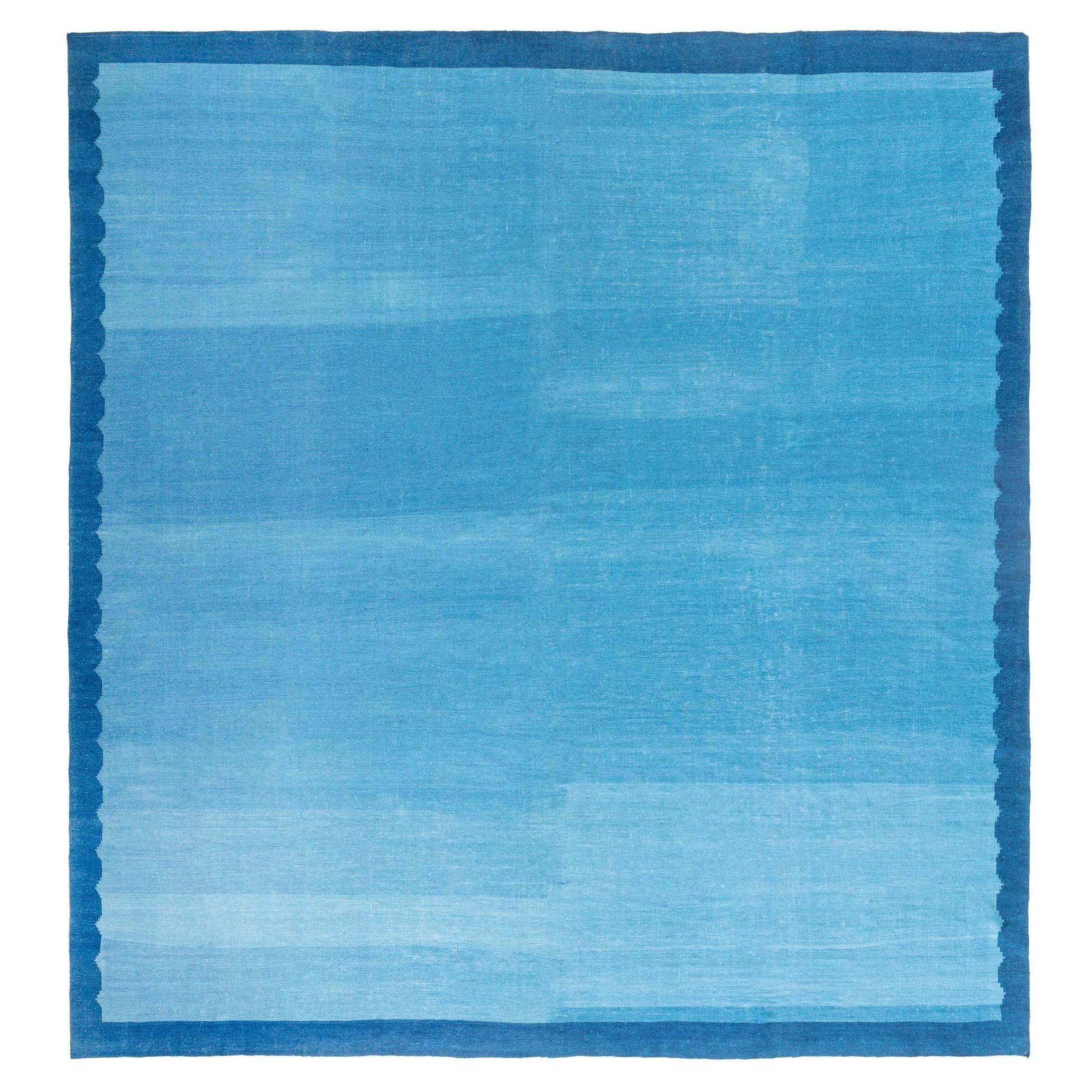 Doris Leslie Blau Vintage Indian Dhurrie Blue Rug