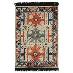 Campione di tappeto tribale personalizzato Rug & Kilim con motivi geometrici arancioni e blu