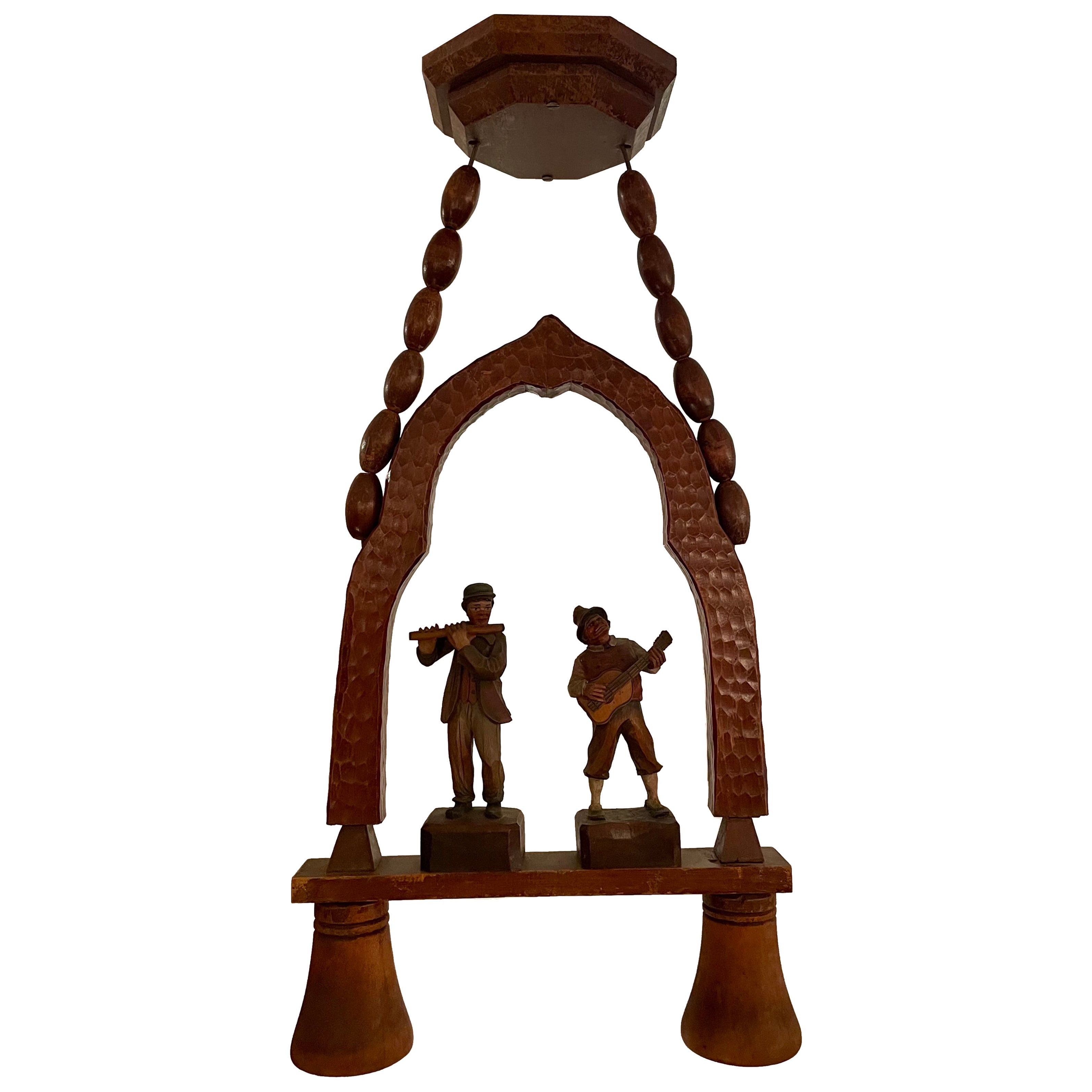 Antique German Bavarian Carved Wood Tavern Light, Circa 1910-1920's.