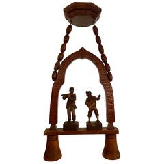 Antique German Bavarian Carved Wood Tavern Light, Circa 1910-1920's.