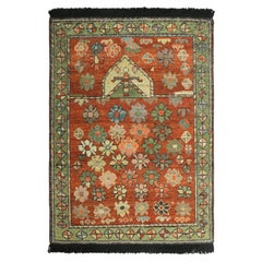 Rug & Kilim's Caucasian Custom Rug Sample with Multicolor Floral Patterns (échantillon de tapis caucasien sur mesure avec motifs floraux multicolores)