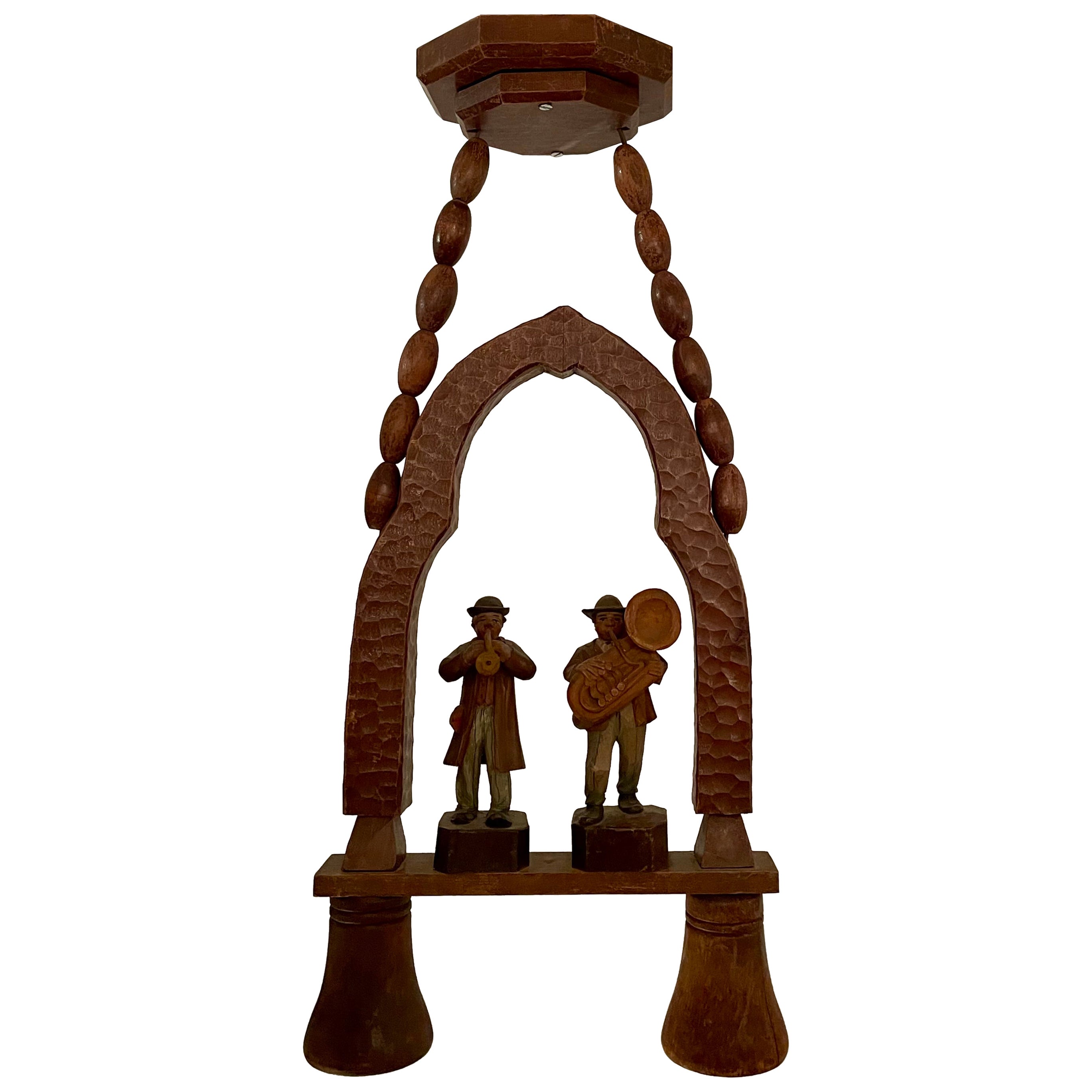Antique German Bavarian Carved Wood Tavern Light, Circa 1910-1920's.