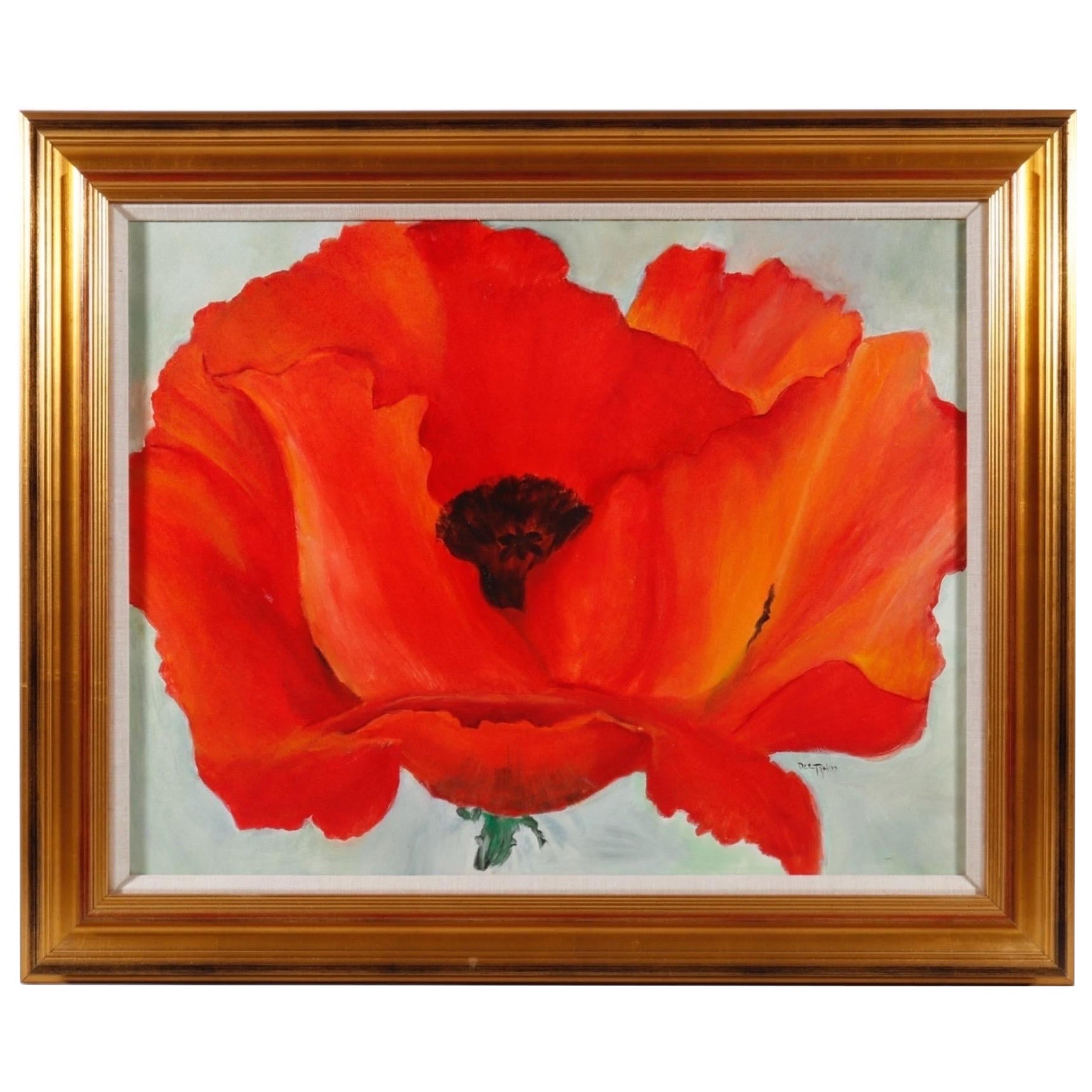 ‘Red Poppy’ Georgia O’Keefe Replica Oil on Canvas For Sale