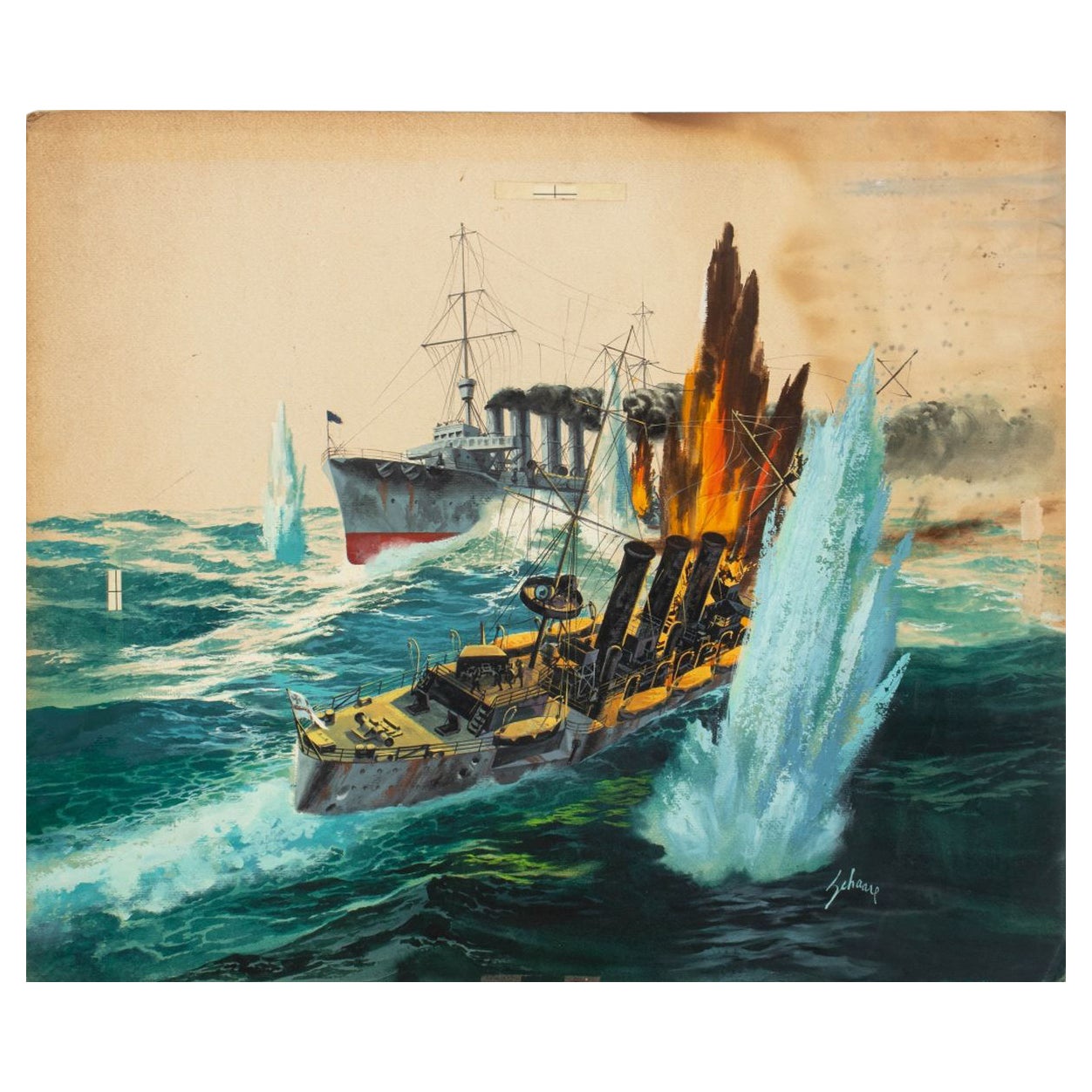 Harry Schaare "The Lonely Command" Mixed Media