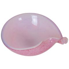 Opal White and Pink Murano Glass Seashell Bowl 8