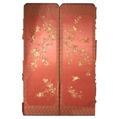 19th century Chinese silk two panel screen
