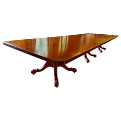 Custom Hand Crafted Federal Style Mahogany Triple Pedestal 15 Ft. Dining Table
