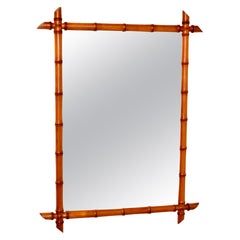 French Cherry Faux Bamboo Mirror, Circa 1920's