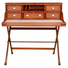 Rattan Campaign Writing Desk