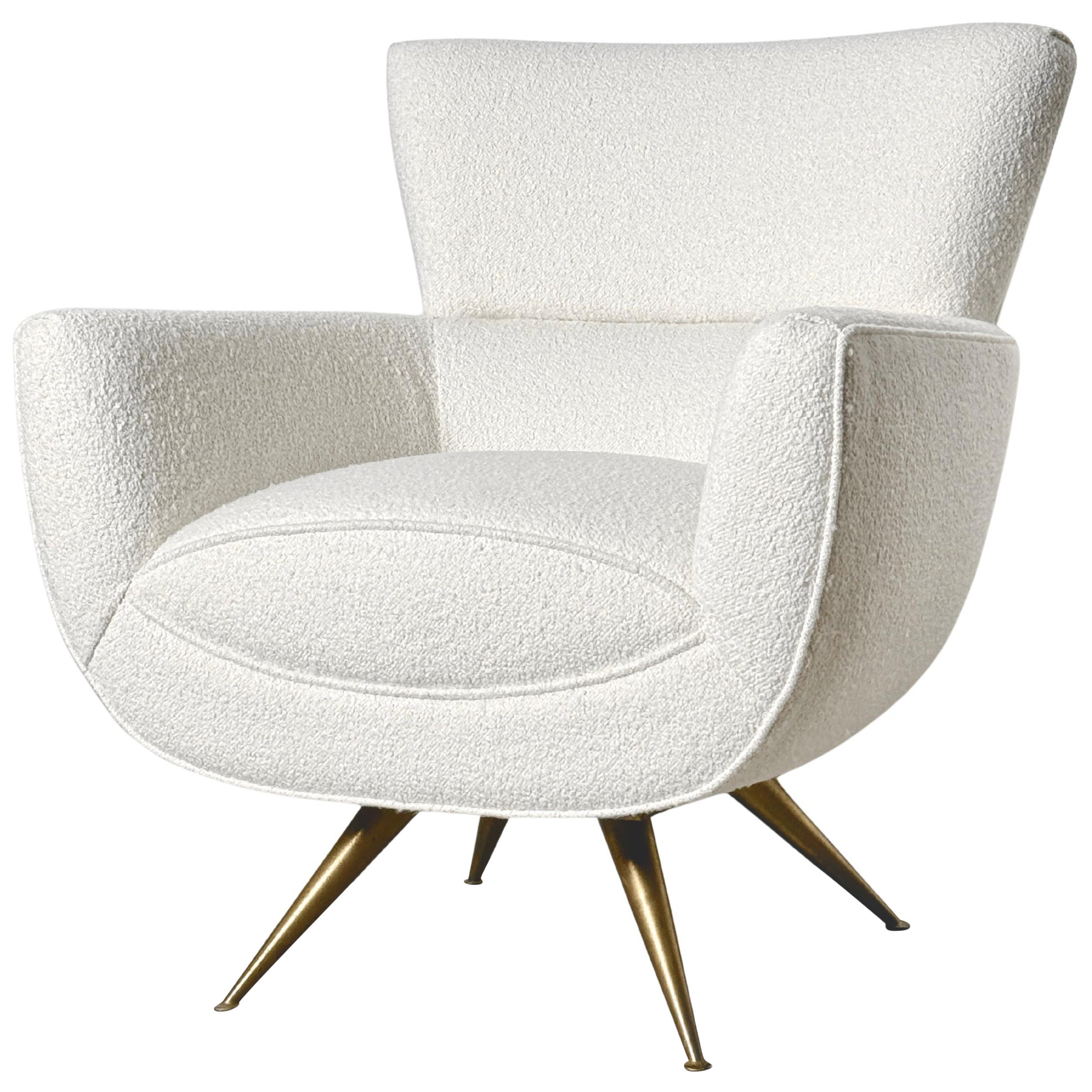 1950's Mid Century Brass Leg Swivel Lounge Chair by Henry P Glass for Chase For Sale