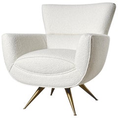 1950's Mid Century Brass Leg Swivel Lounge Chair by Henry P Glass for Chase