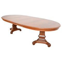 Karges Regency Burled Walnut Double Pedestal Extension Dining Table, Refinished