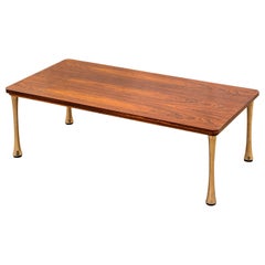 20e siècle, Angelo Mangiarotti Table basse en bois et laiton