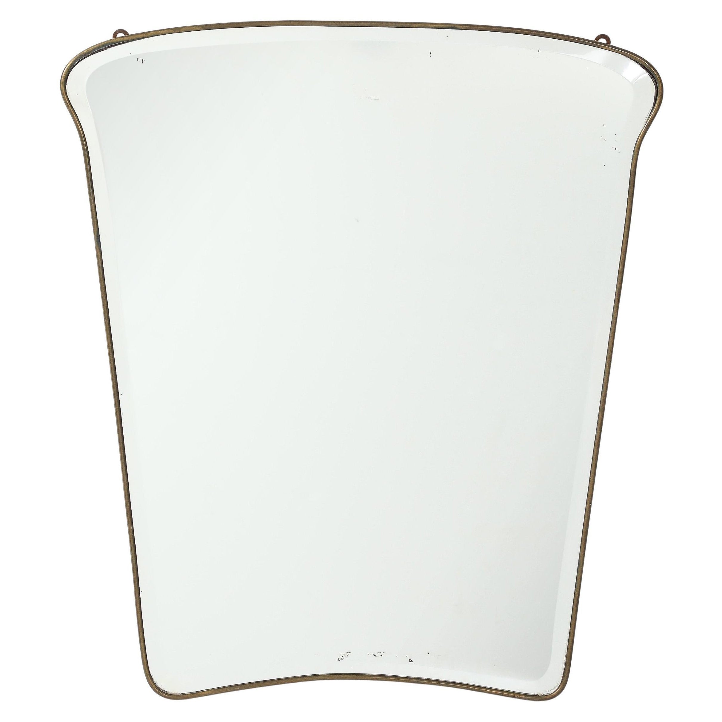 Miroir biseauté du milieu du siècle dernier dans le style de Gio Ponti, Italie, 1950