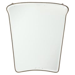 Specchio smussato con cornice in ottone del Mid Century nello stile di Gio Ponti, Italia, 1950
