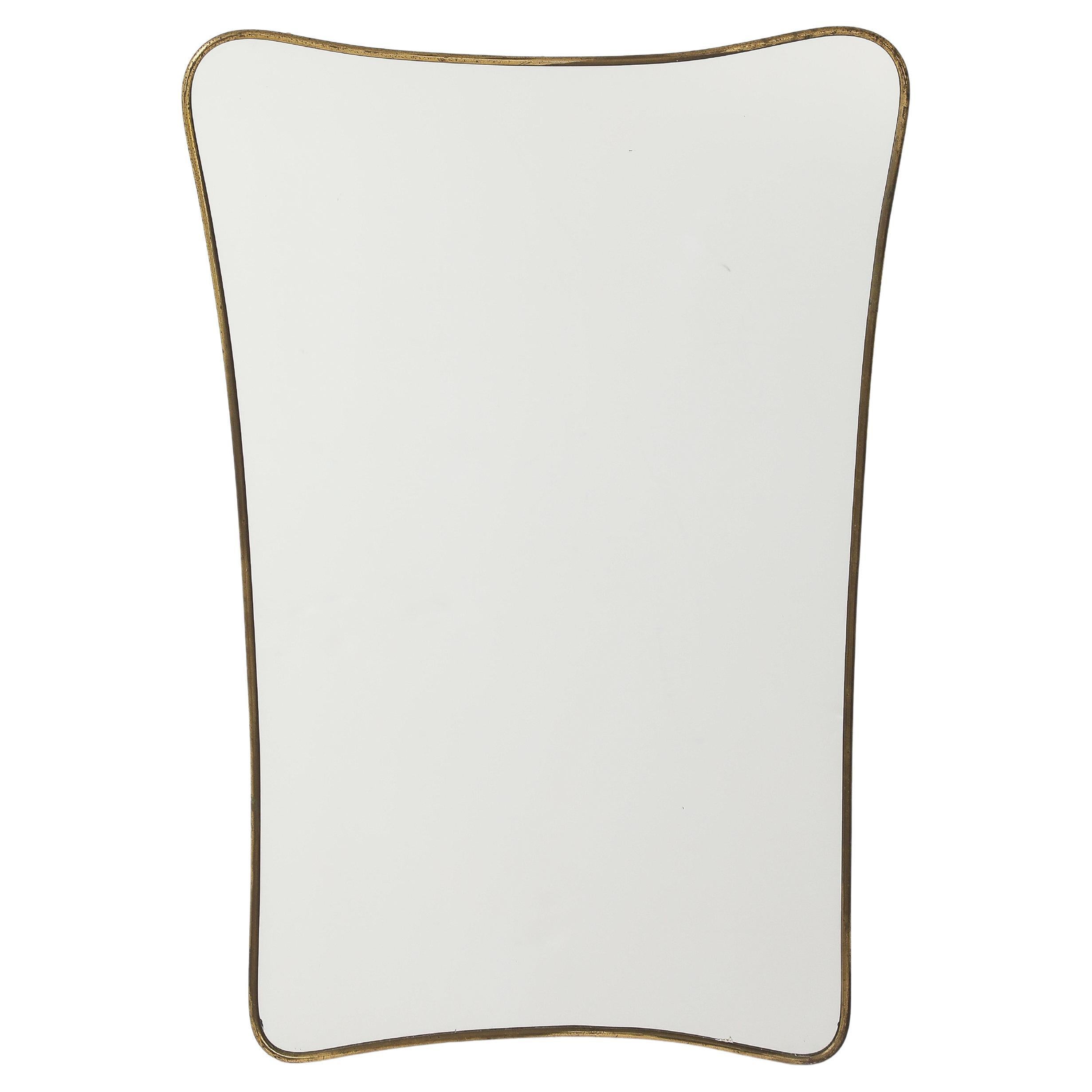 Mid Century Modern Brass Framed Mirror, Italy, 1950