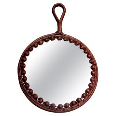 Mid-Century Modern Bamboo & Rattan Mirror, 1960s Italy