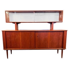 Mid-Century Modern Teak Sideboard + Hutch by R. Huber – 1960s