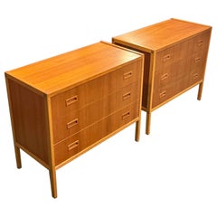 2 mid century modern oak chest of drawers by Bertril Fridhagen for Bodafors