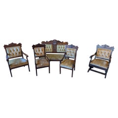 Antique Late 19th Century Victorian 5 Piece Parlor Set